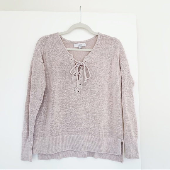 BRAND NEW! Loft Lace-Up Sweater - Picture 2 of 5